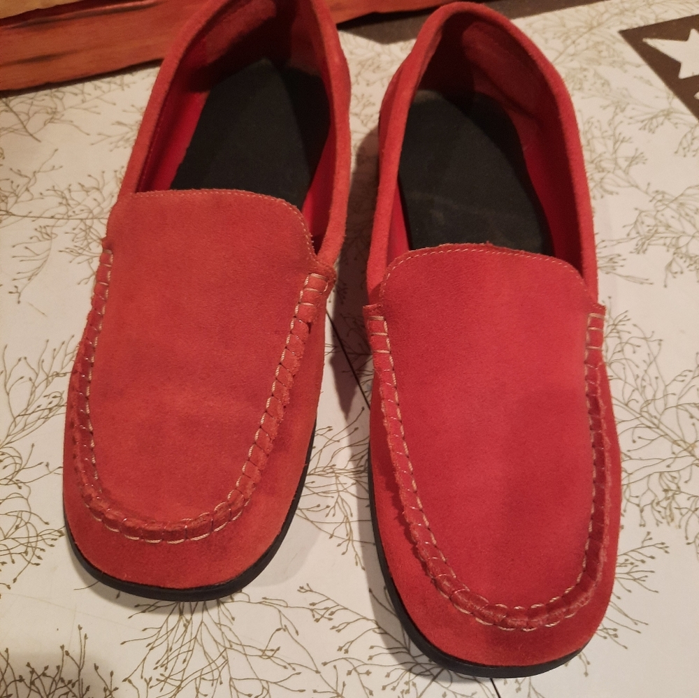 Red suede loafers mocs sz 8 shoes Predictions
